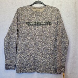 NWT Carhartt Boys Large 14-16 Long Sleeve Camo Graphis Shirt Grey Tan TK6752-B